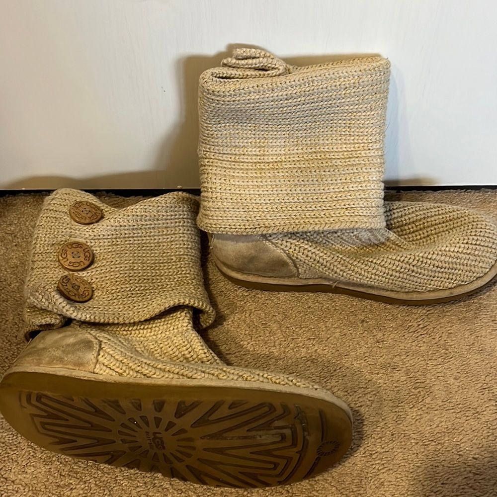 Cream and gold knit Uggs